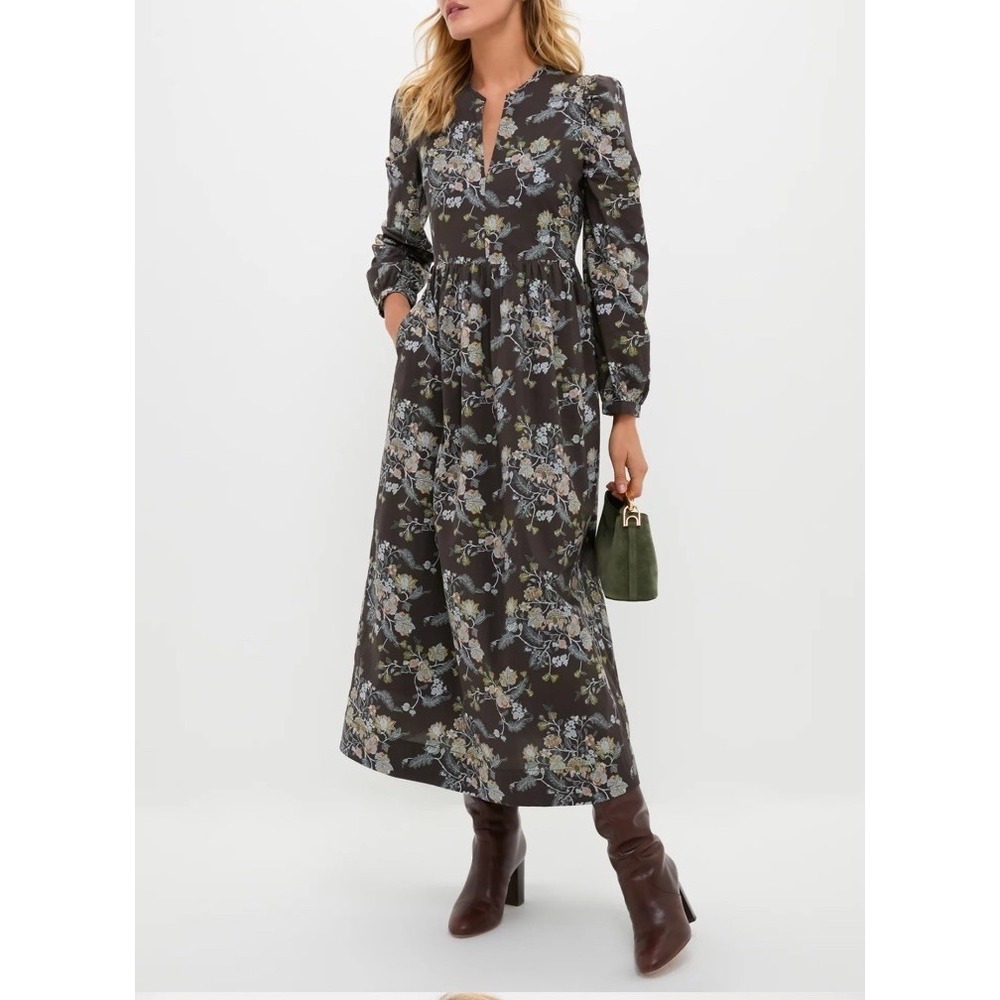 Tuckernuck Hyacinth House Long Sleeve Floral Oslo Dress S Brown Multi Size 0306